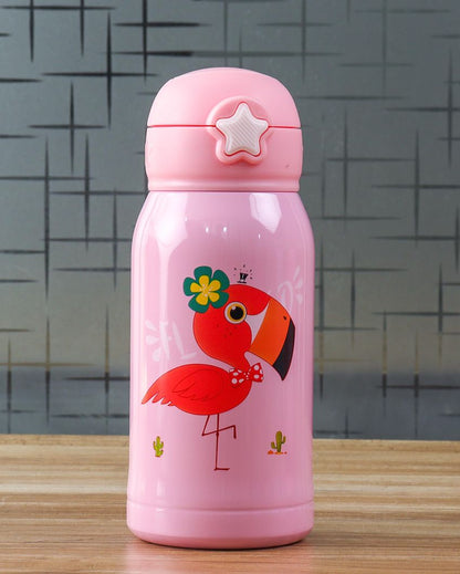 Flamingo Design Hot & Cold Stainless Steel Bottle With Bag | 550 Ml