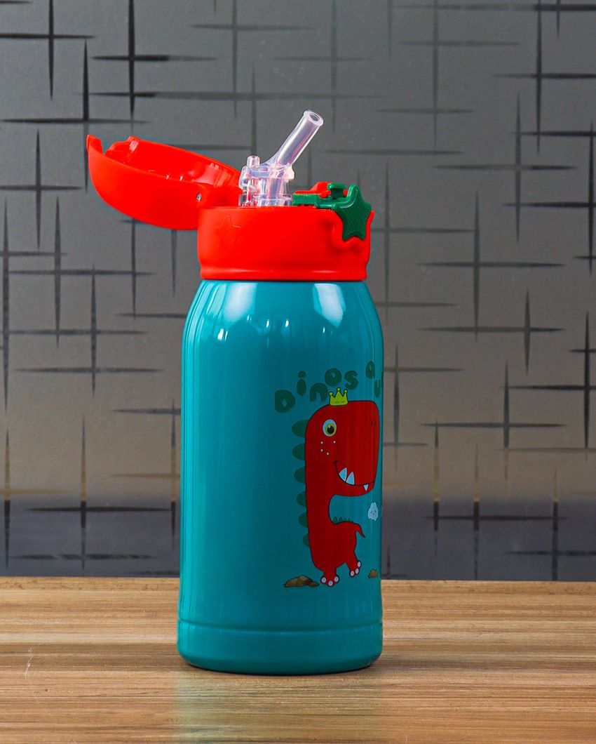 Crown Dinosaur Design Hot & Cold Stainless Steel Bottle With Bag | 550 Ml