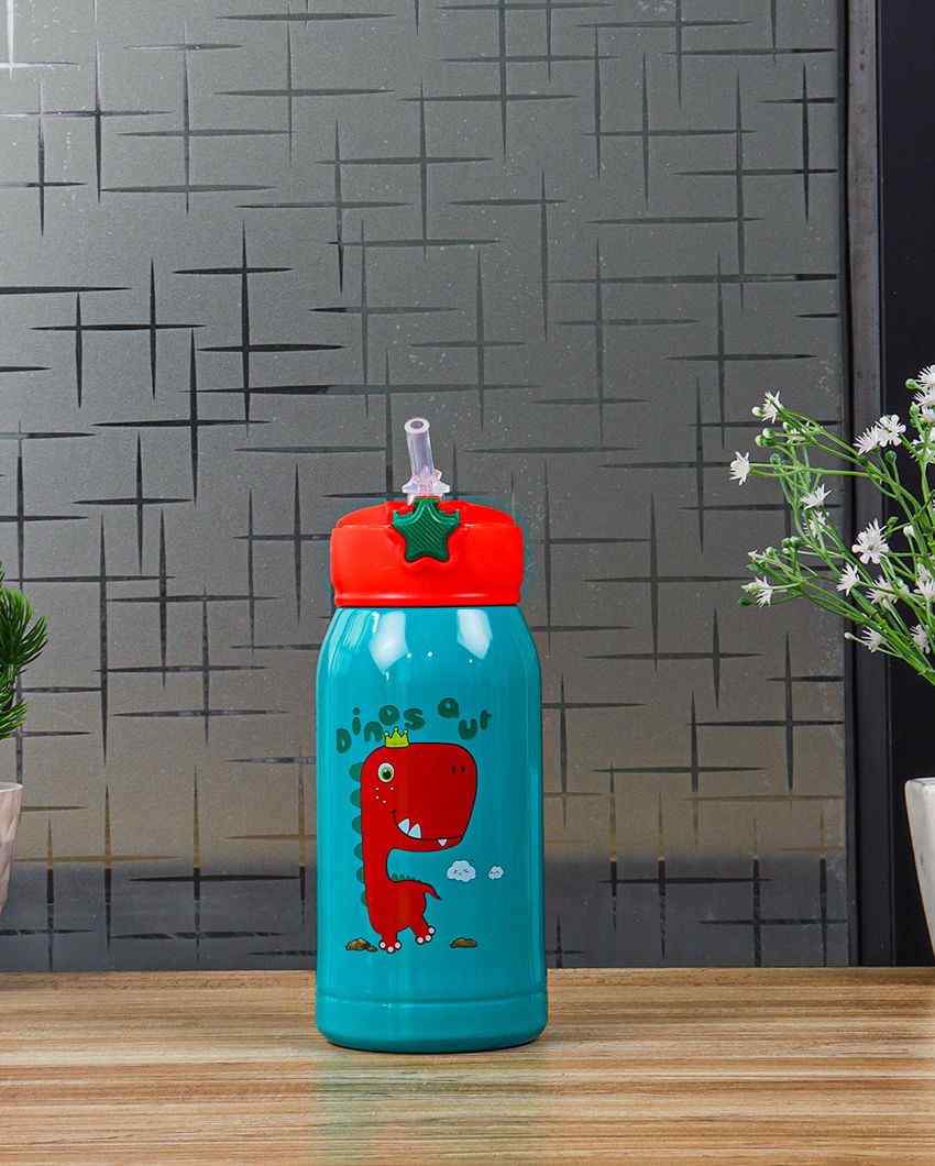 Crown Dinosaur Design Hot & Cold Stainless Steel Bottle With Bag | 550 Ml