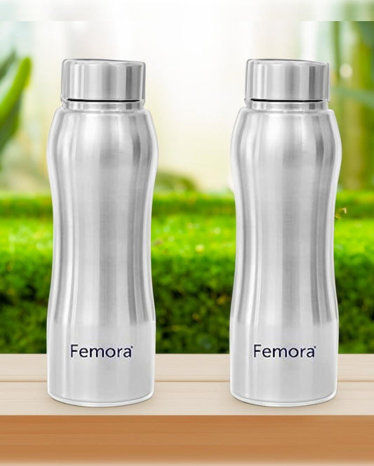 Stainless Steel Water Bottle  With Steel Cap | 750 Ml Set of 2