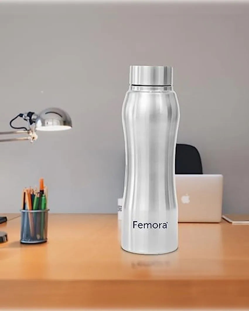 Stainless Steel Water Bottle  With Steel Cap | 750 Ml Set of 2