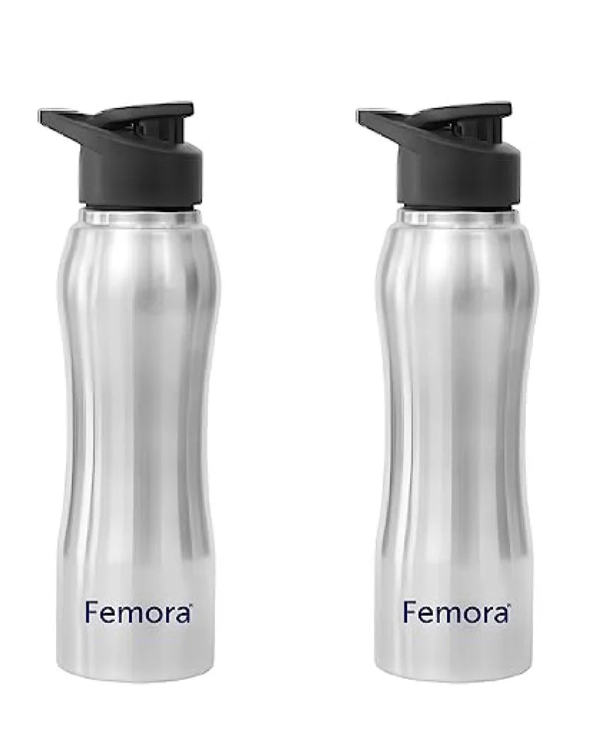 Stainless Steel Water Bottle With Sipper Cap | 750 Ml Set of 2