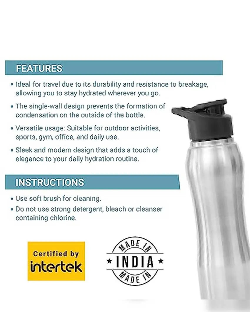 Stainless Steel Water Bottle With Sipper Cap | 750 Ml Set of 2