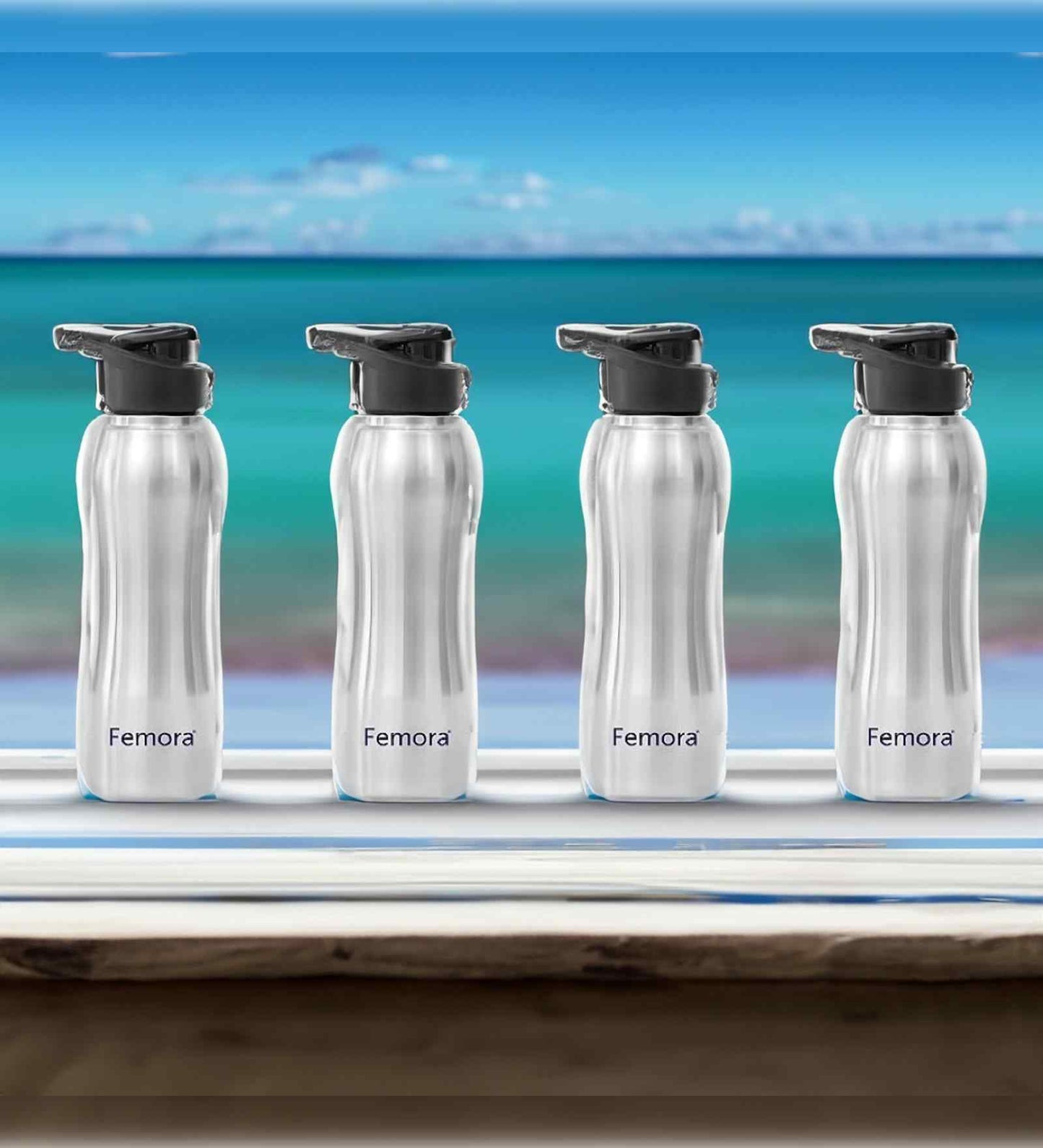 Stainless Steel Water Bottle With Sipper Cap | 750 Ml Set of 4