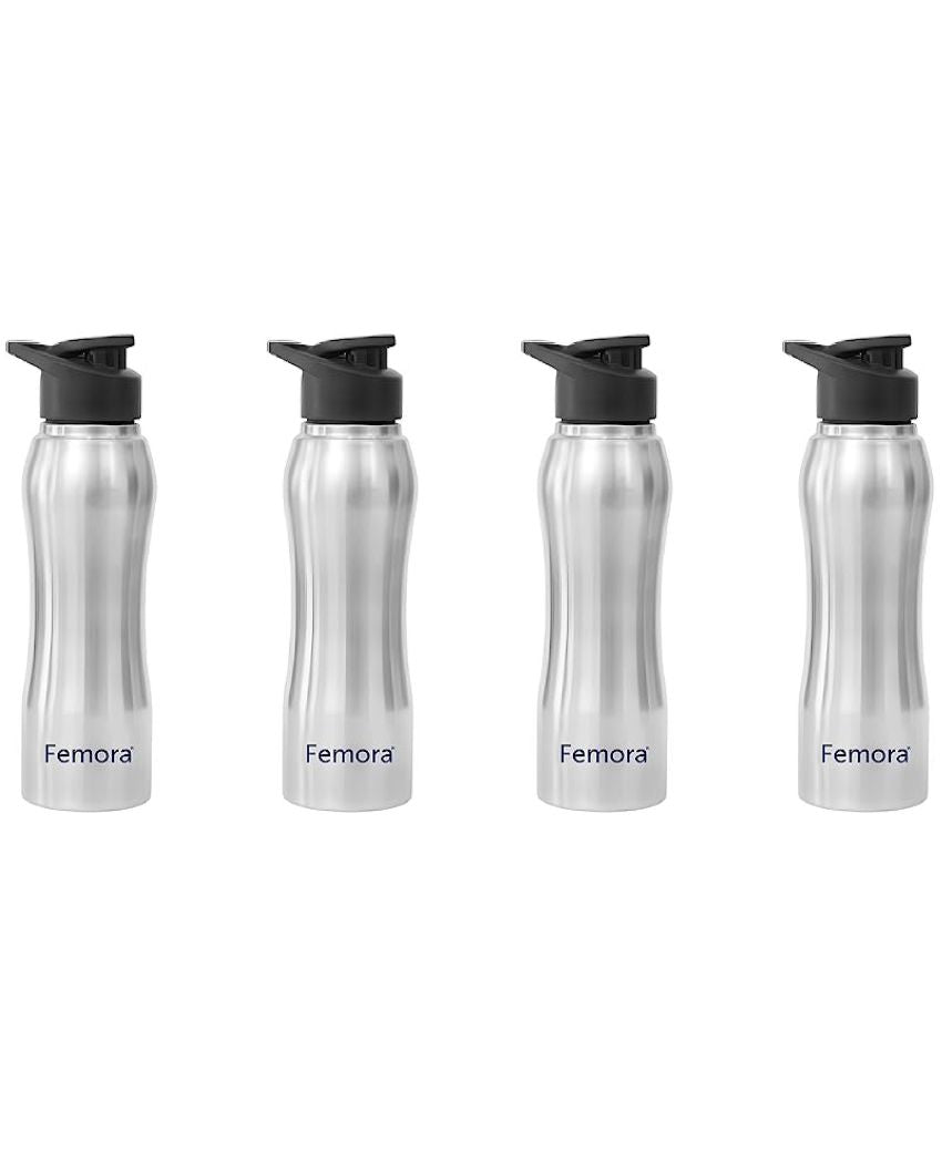 Stainless Steel Water Bottle With Sipper Cap | 750 Ml Set of 4