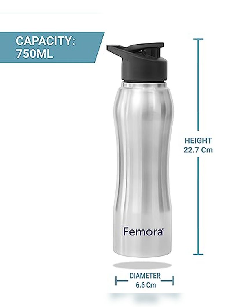 Stainless Steel Water Bottle With Sipper Cap | 750 Ml Set of 4