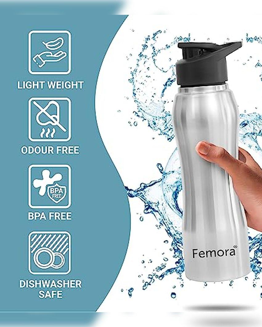 Stainless Steel Water Bottle With Sipper Cap | 750 Ml Set of 4