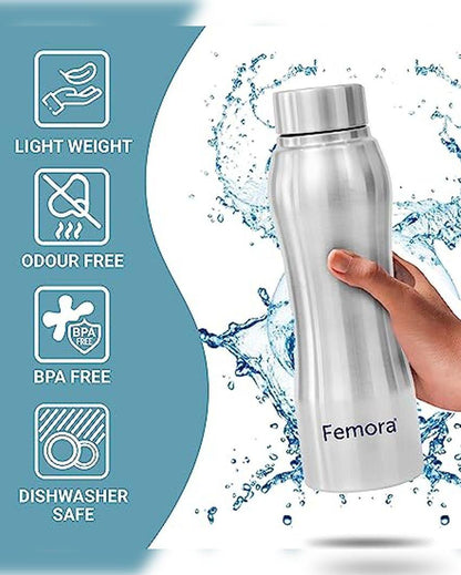 Majestic Stainless Steel Water Bottles With Steel Cap & Sipper Cap | 750 Ml Set of 2