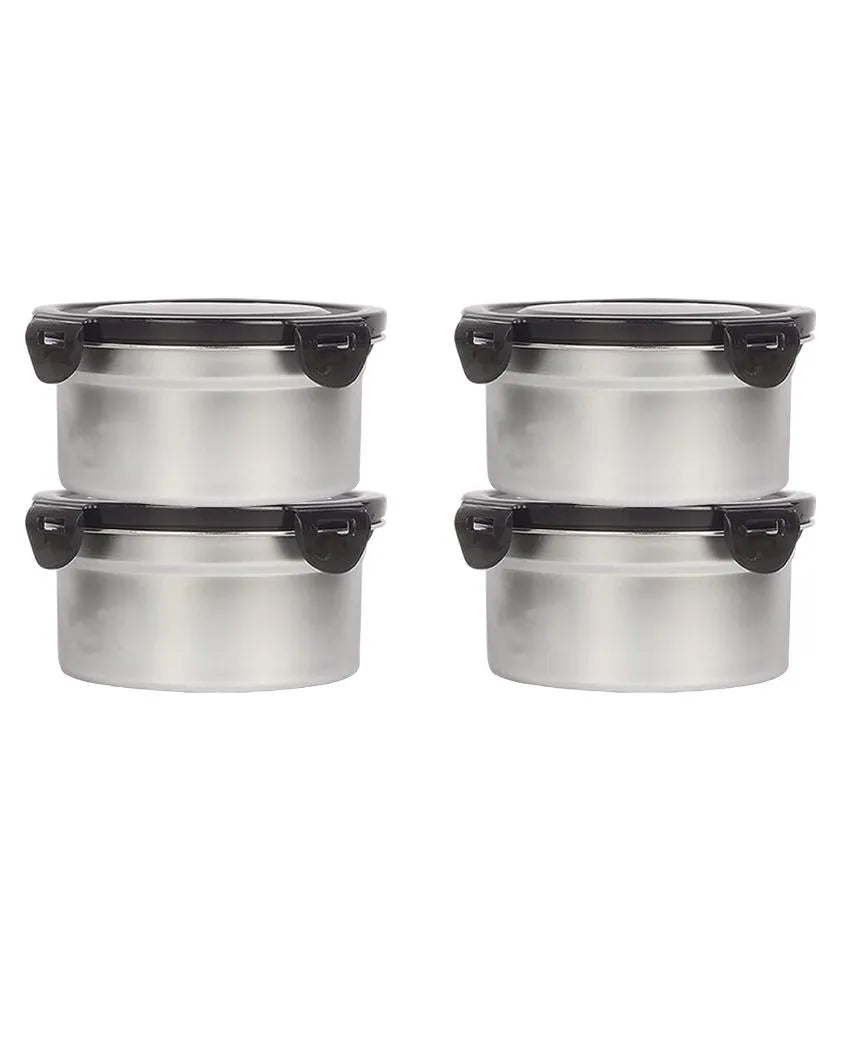 Round Stainless Steel Leakproof Container Lunch Box With Lock Lid  | Set of 4 | 350 ML 550 ML