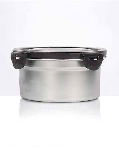 Silver Round Airtight & Leakproof  Lunch Box With Lock Lid | Set of 2 | 550 & 850 ML