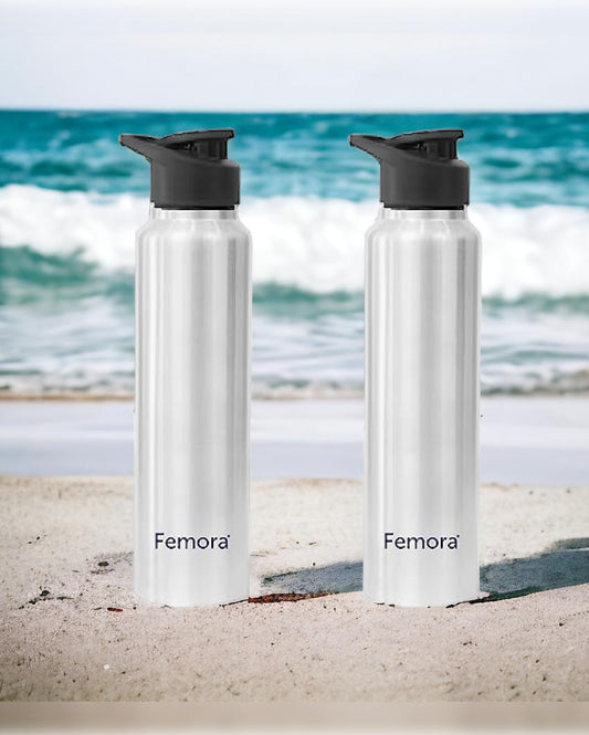 Stainless Steel Water Bottle  With Sipper Cap | 1000 Ml Set of 2