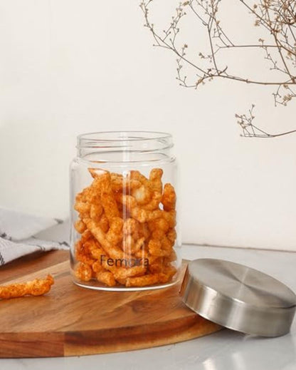 Screw  Borosilicate Glass Jar With Steel Lid | 350ml Set Of 2