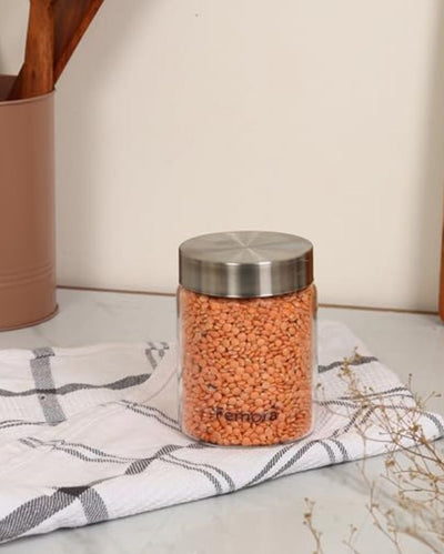 Screw  Borosilicate Glass Jar With Steel Lid | 350ml Set Of 2