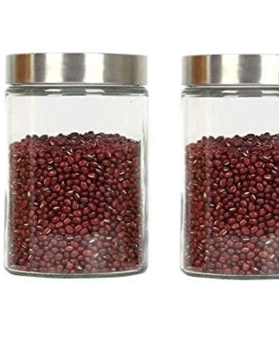 Agustin Borosilicate Glass Screw Jar With Steel Lid | 550ml Set Of 2