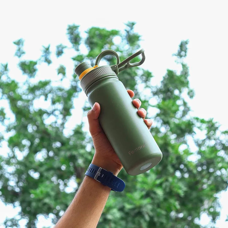 Stainless Steel AquaBurst SportSip Vacuum Insulated Flask Water Bottle |  680 ML |  Grey Green