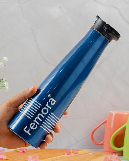 Sleeko Stainless Steel Double Insulated Water Bottle with Sipper Cap | 700 ml