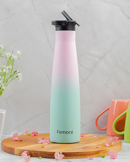 Sleeko Stainless Steel Double Insulated Water Bottle with Sipper Cap | 700 ml