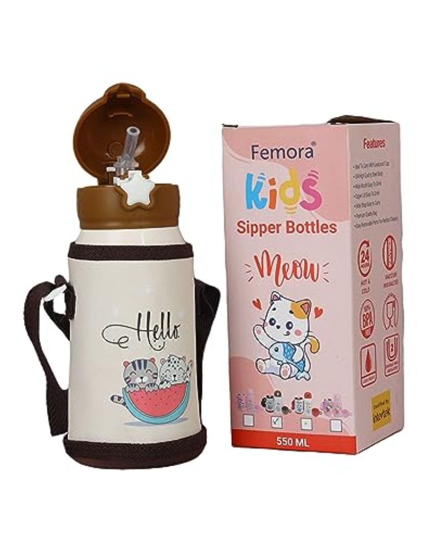 Hello Kitty Water Bottle Hot & Cold Stainless Steel Bottle With Bag | 550 Ml