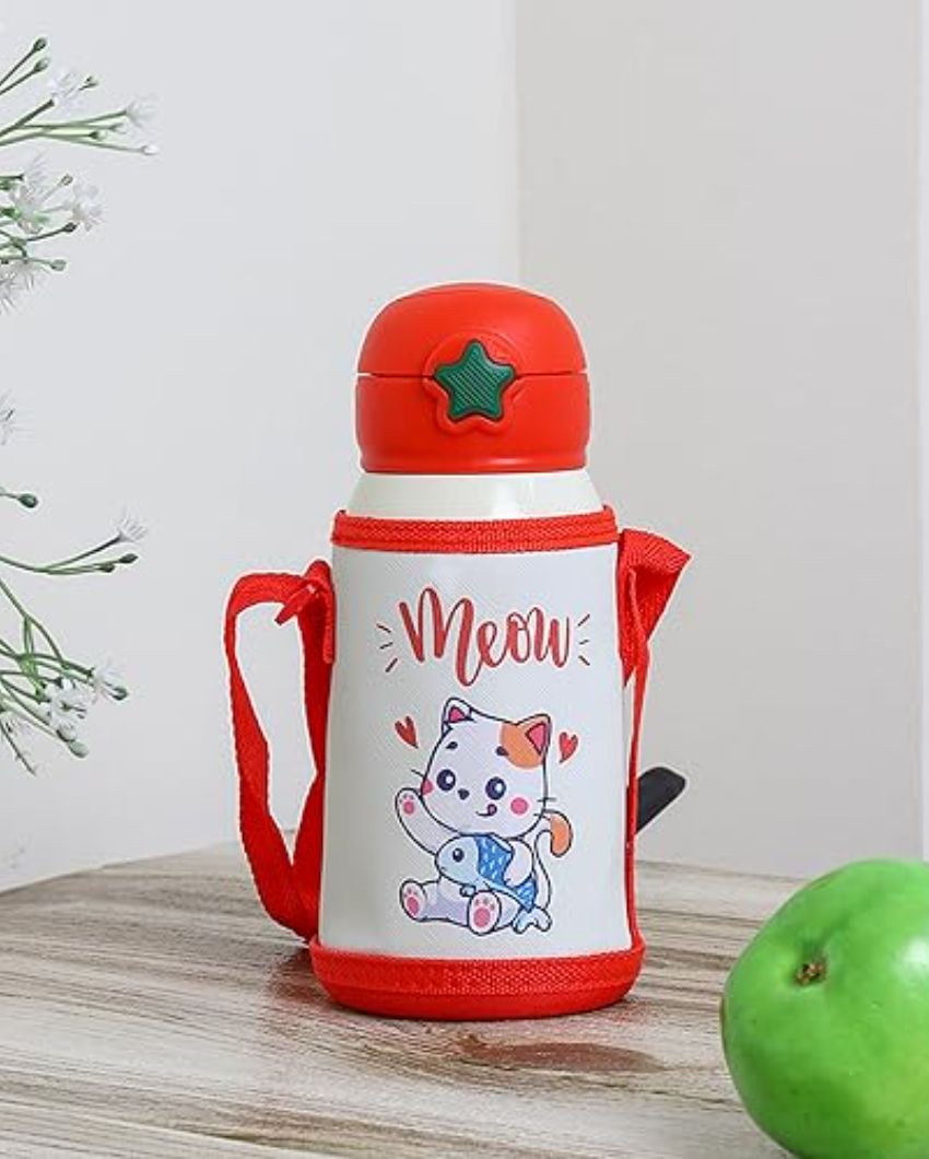 Kitten Water Bottle Hot & Cold Stainless Steel Bottle With Bag | 550 Ml