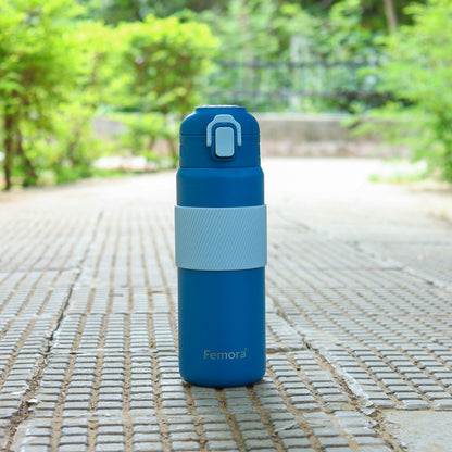 HydroPro Double Walled Stainless Steel Vacuum Insulated Flask Water Bottle |  600 ML |  Orange Blue