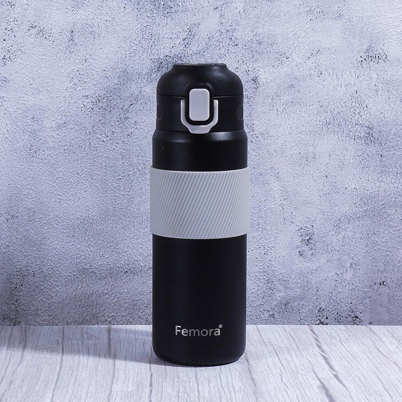 HydroPro Double Walled Stainless Steel Vacuum Insulated Flask Water Bottle |  600 ML |  Orange Grey