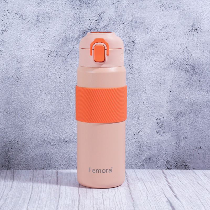 HydroPro Double Walled Stainless Steel Vacuum Insulated Flask Water Bottle |  600 ML |  Orange Orange