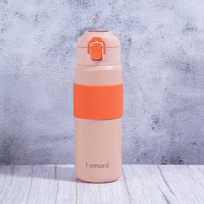 HydroPro Double Walled Stainless Steel Vacuum Insulated Flask Water Bottle |  600 ML |  Orange Orange