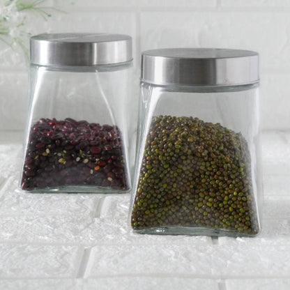 Stylishly Sorted Square Glass Jars | 800ml | 4 x 6 inches