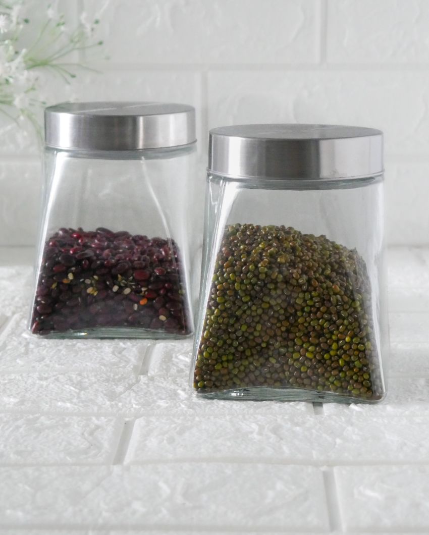 Stylishly Sorted Square Glass Jars | 800ml | 4 x 6 inches