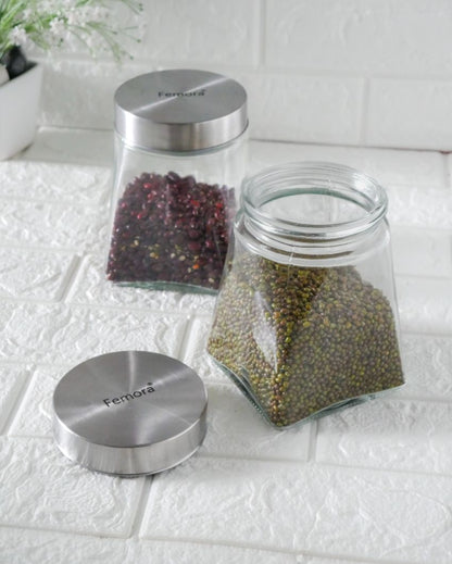 Stylishly Sorted Square Glass Jars | 800ml | 4 x 6 inches