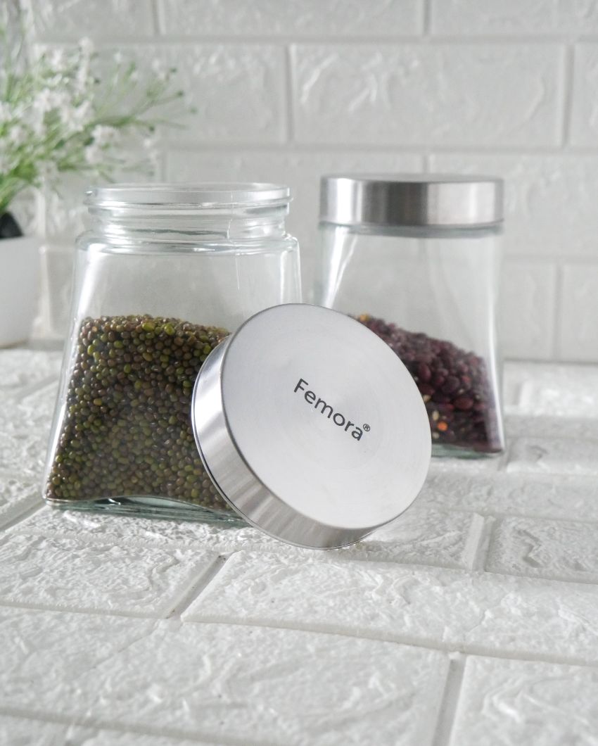 Stylishly Sorted Square Glass Jars | 800ml | 4 x 6 inches