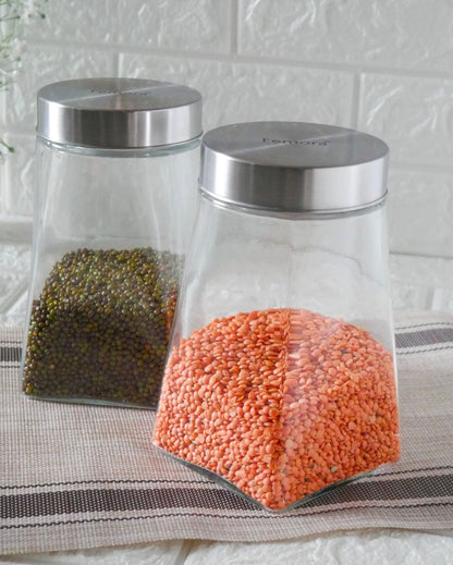 Crystal Clear Square Glass Storage Jars | 1300ml | 4 x 7 inches