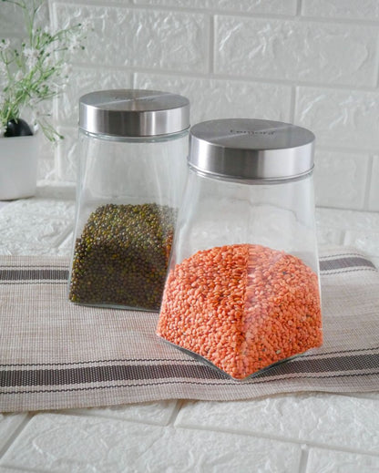 Crystal Clear Square Glass Storage Jars | 1300ml | 4 x 7 inches