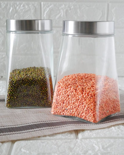 Crystal Clear Square Glass Storage Jars | 1300ml | 4 x 7 inches