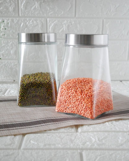 Crystal Clear Square Glass Storage Jars | 1300ml | 4 x 7 inches