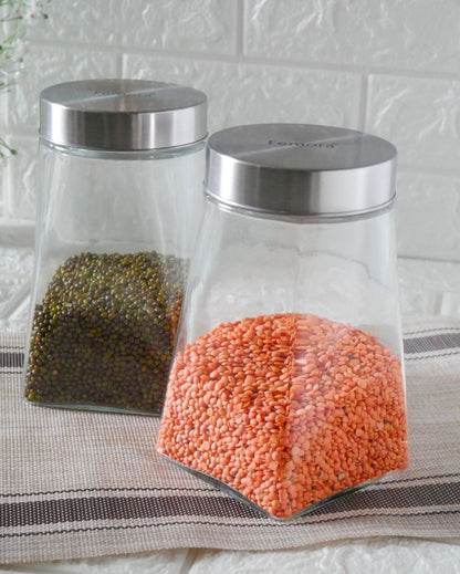 Crystal Clear Square Glass Storage Jars | 1300ml | 4 x 7 inches