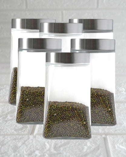 Crystal Clear Square Glass Storage Jars | 1300ml | 4 x 7 inches