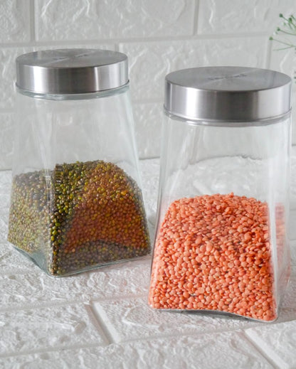 Crystal Clear Square Glass Storage Jars | 1300ml | 4 x 7 inches