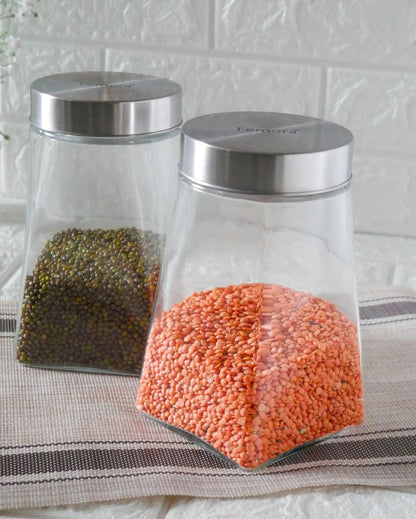 Crystal Clear Square Glass Storage Jars | 1300ml | 4 x 7 inches