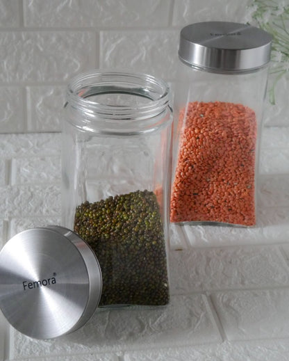 Stylish and Sturdy Square Glass Jars | 1500ml | 4 x 8 inches