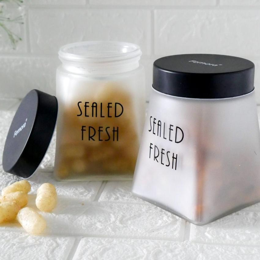 Clear and Classy Square Glass Storage Jars | 800ml | 4 x 6 inches