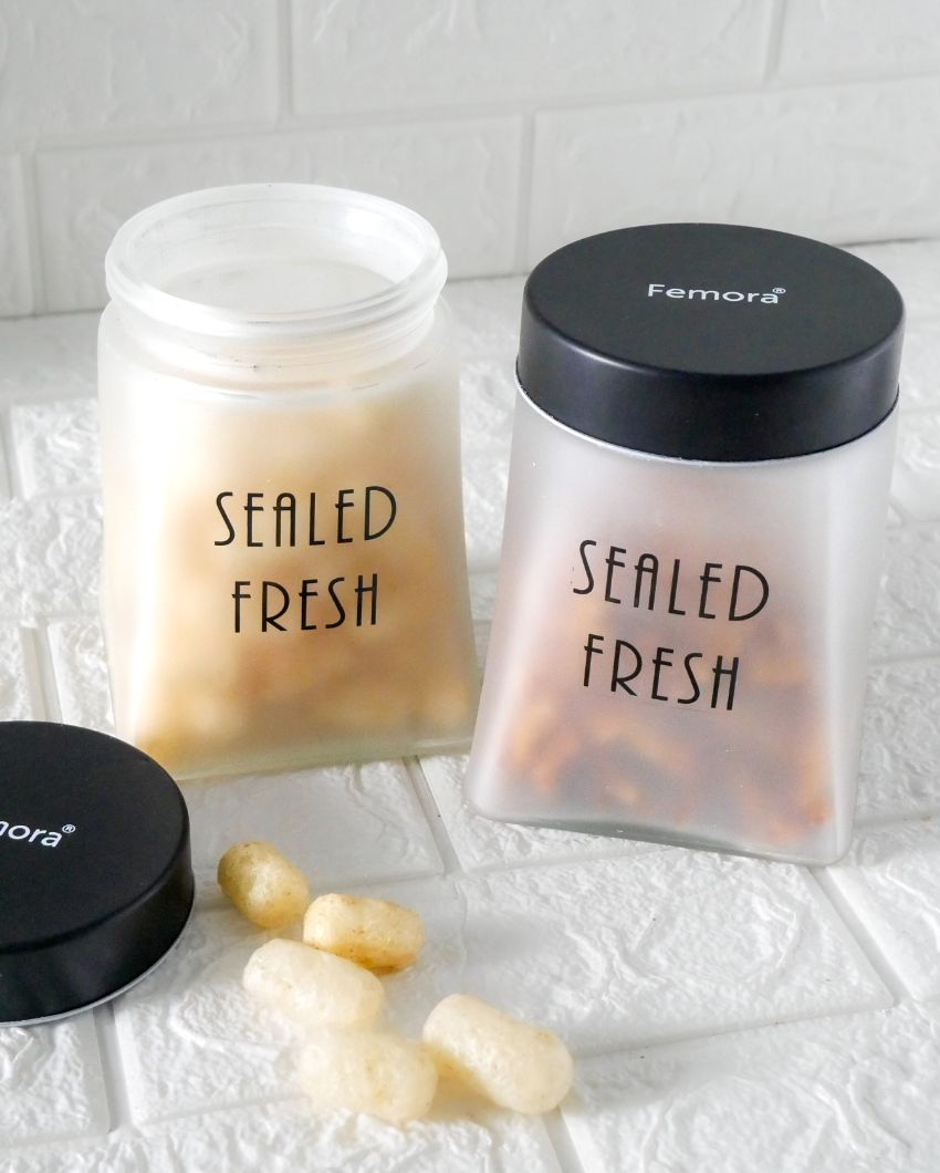 Clear and Classy Square Glass Storage Jars | 800ml | 4 x 6 inches