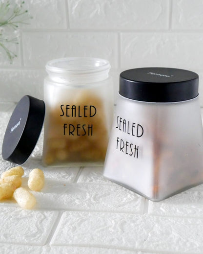 Clear and Classy Square Glass Storage Jars | 800ml | 4 x 6 inches