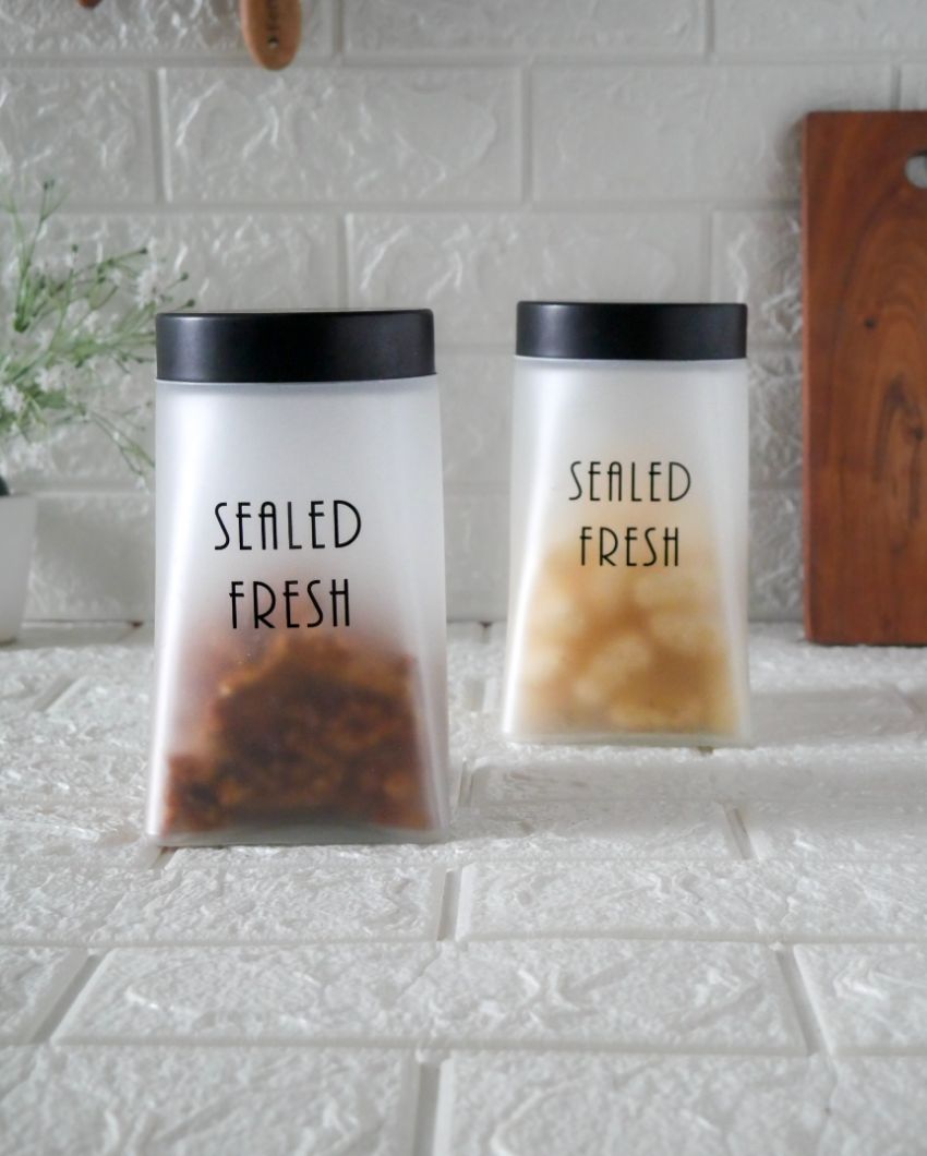 Practical and Elegant Square Glass Storage Jars | 1500ml | 4 x 8 inches