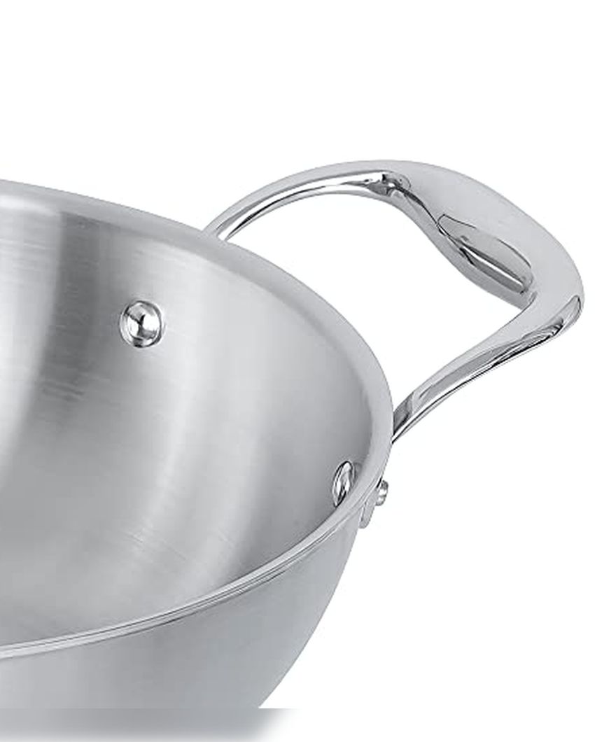 Fast Triply Stainless Steel Heating Cookware Frypan & Kadhai | Safe For All Cookeware 20 Inches