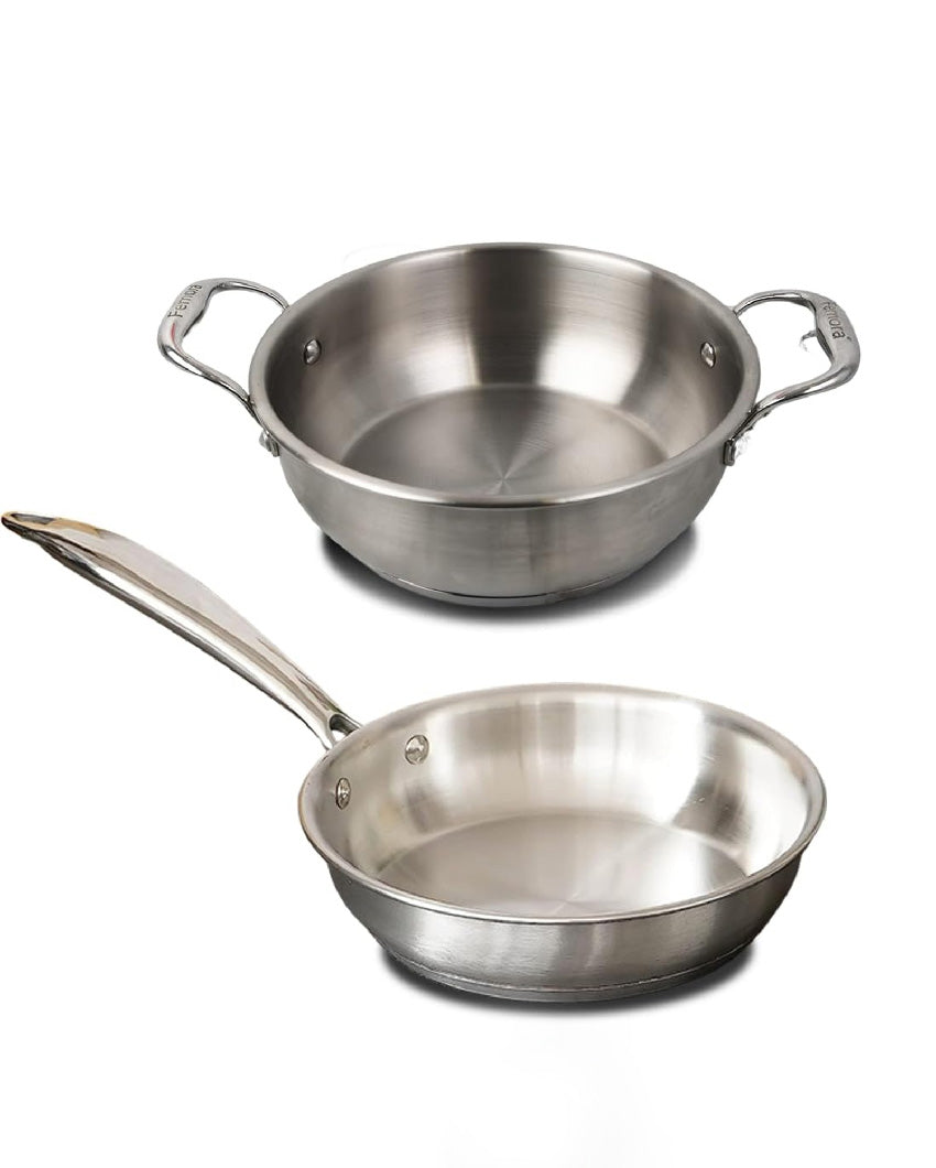 Fast Triply Stainless Steel Heating Cookware Frypan & Kadhai | Safe For All Cookeware 24 Inches