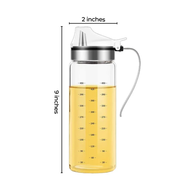 Borosilicate Glass Oil Dispenser with Stopper & Steel Handle | 500 ml