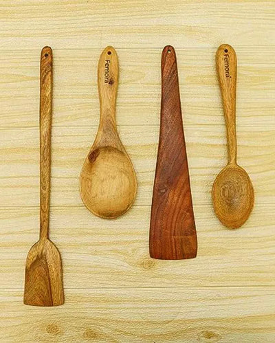 Multipurpose Different Wooden Cooking Tools | Set Of 4