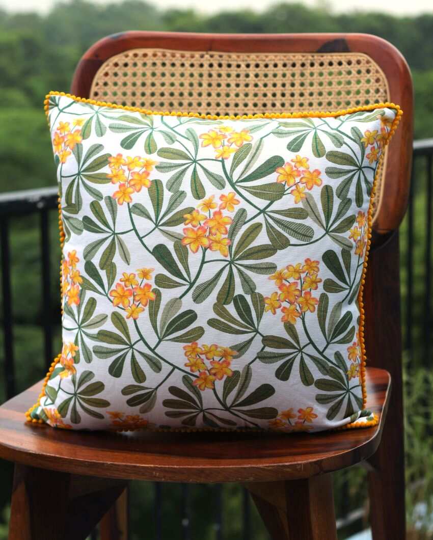 Frangipani Cotton Cushion Covers | 16 x 16 inches