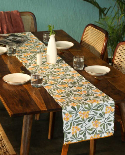 Frangipani Printed Cotton Table Runner | 13 x 59 inches